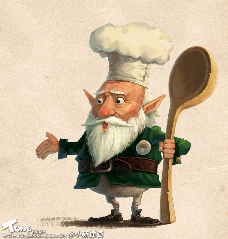 PhotoShop CS5绘制拿大勺的厨师老头卡通形像1