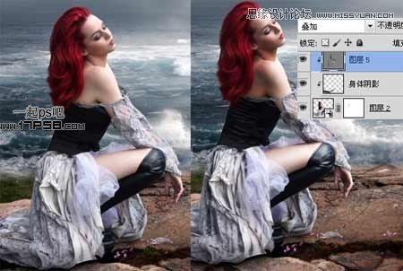 Photoshop合成被独自抛在海边孤独的女人13