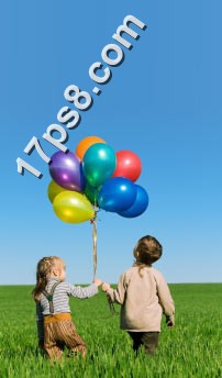 Photoshop合成童年情趣的爱心气球效果2