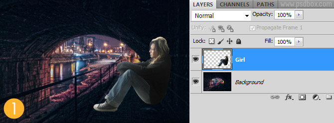 Photoshop中合成非常唯美的女孩与桥夜景图2