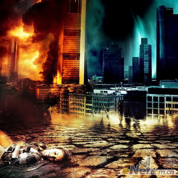 PS打造冰与火的城市科幻电影场景效果合成教程1