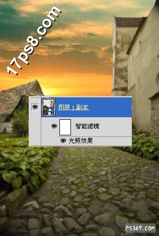 PS合成在夕阳小道上奔跑的女子5