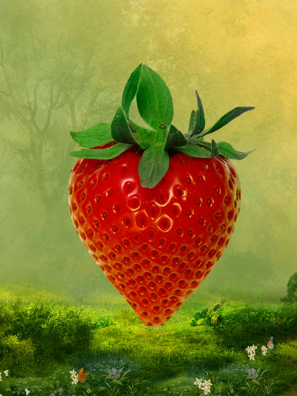 photoshop合成可爱的草莓房子教程5