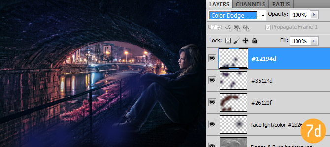 Photoshop中合成非常唯美的女孩与桥夜景图15