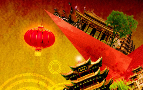 Photoshop设计拼接风格中国风时尚桌面壁纸4