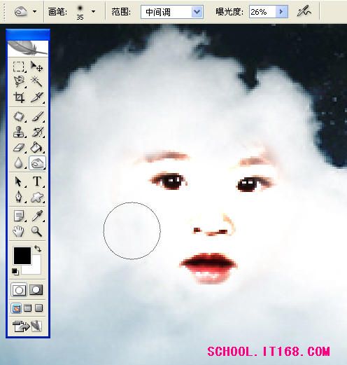宝宝照片合成卡通白云形象的PS教程制作18