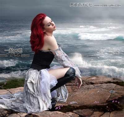 Photoshop合成被独自抛在海边孤独的女人10