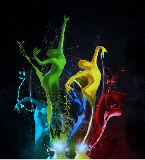 多彩抽象的油漆液态舞者Photoshop合成教程1