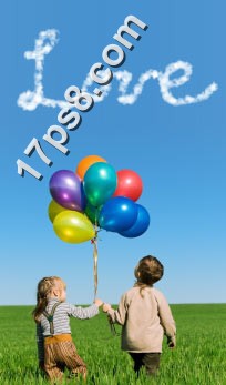 Photoshop合成童年情趣的爱心气球效果8
