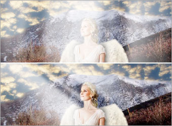 Photoshop合成雪上上的白色天使10