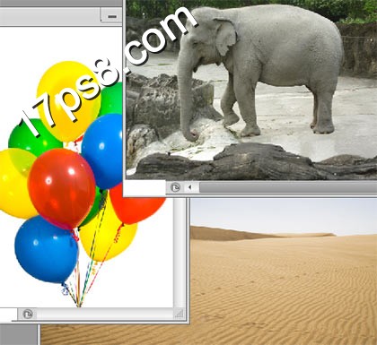 Photoshop合成被气球吊起的大象2