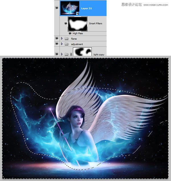 Photoshop合成梦幻绚丽的天使翅膀101
