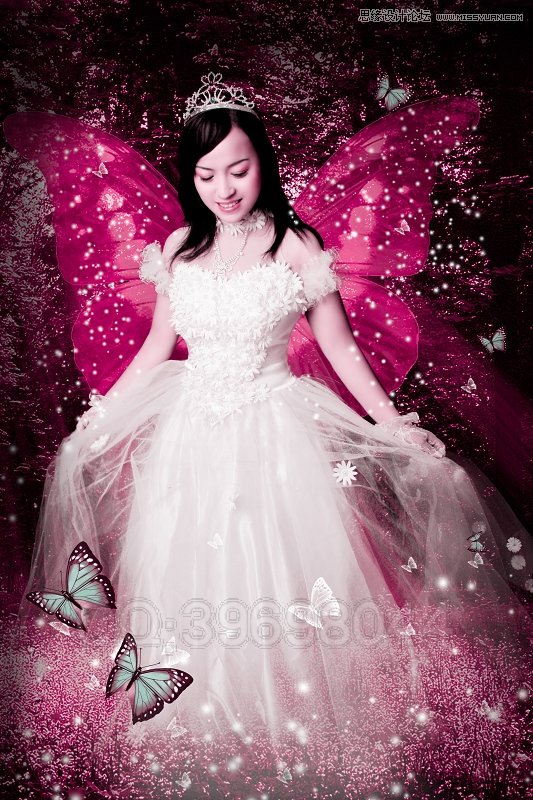 Photoshop给婚纱照片合成梦幻的蝴蝶仙子效果1