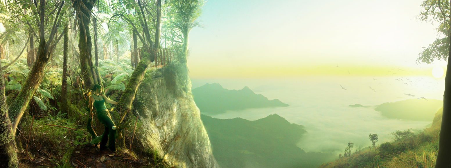 PS合成打造一幅森林悬崖边奇幻风景全景效果教程2
