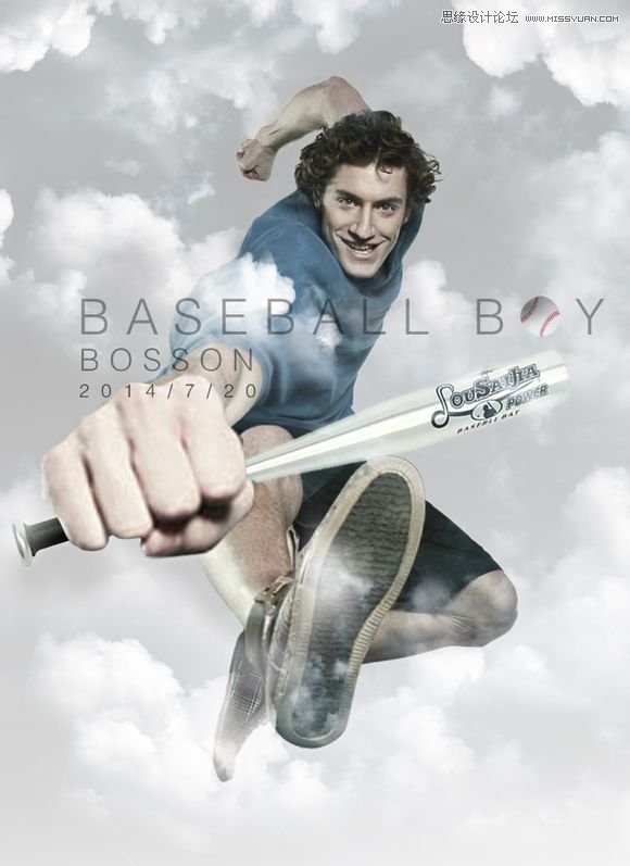 Photoshop合成创意夸张的棒球男孩海报效果1