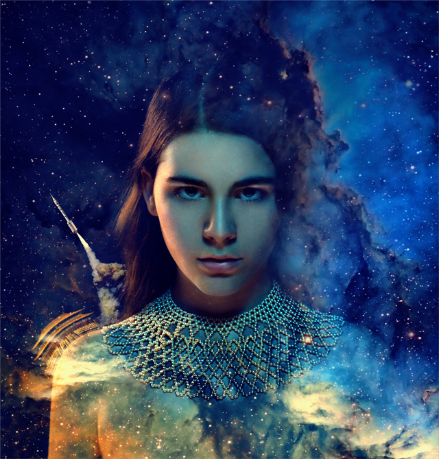 PS合成星空背景的科幻电影人物海报1