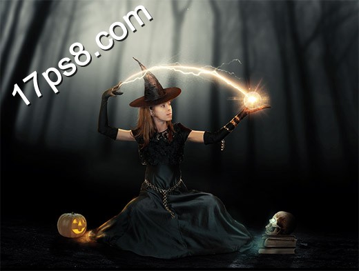 Photoshop设计万圣节正在施展魔法的女巫1