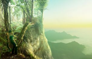 PS合成打造一幅森林悬崖边奇幻风景全景效果教程1