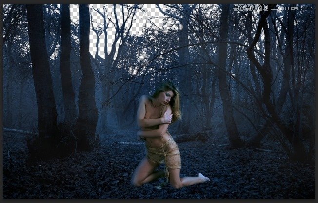 Photoshop合成森林中北树妖围困的仙子28
