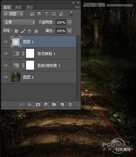 Photoshop合成在林中阶梯上沉思的美女仙子6