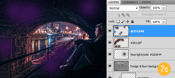 Photoshop中合成非常唯美的女孩与桥夜景图14