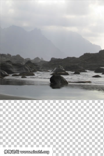 PS合成坐在海浪石头上的女人宁静的幻想场景教程3