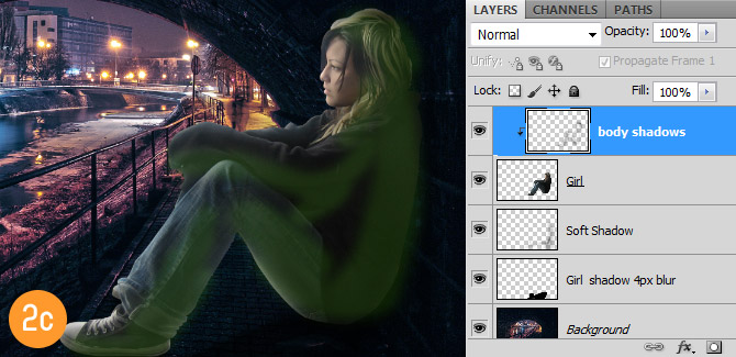 Photoshop中合成非常唯美的女孩与桥夜景图5