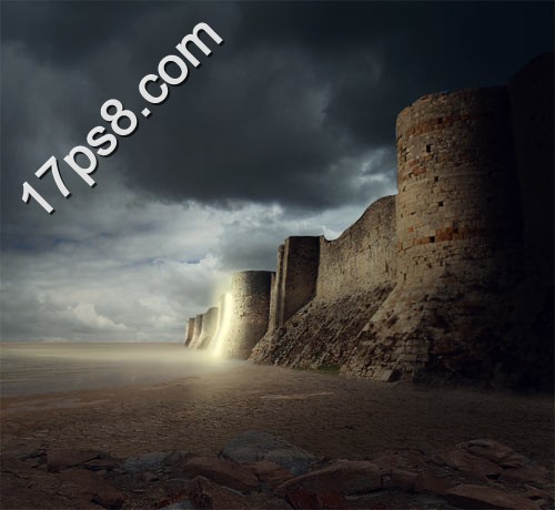 PhotoShop合成干涸湖面上的神秘城堡教程1