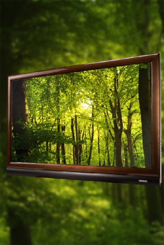 PS合成绿色森林主题液晶电视产品广告效果图5