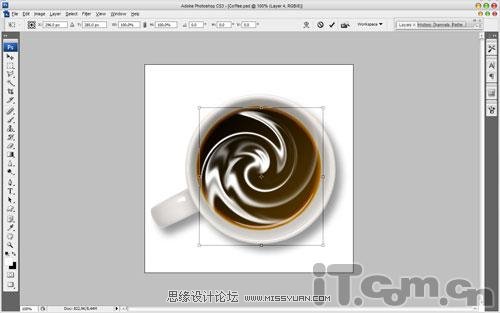 Photoshop使用滤镜制作牛奶混和咖啡的效果14