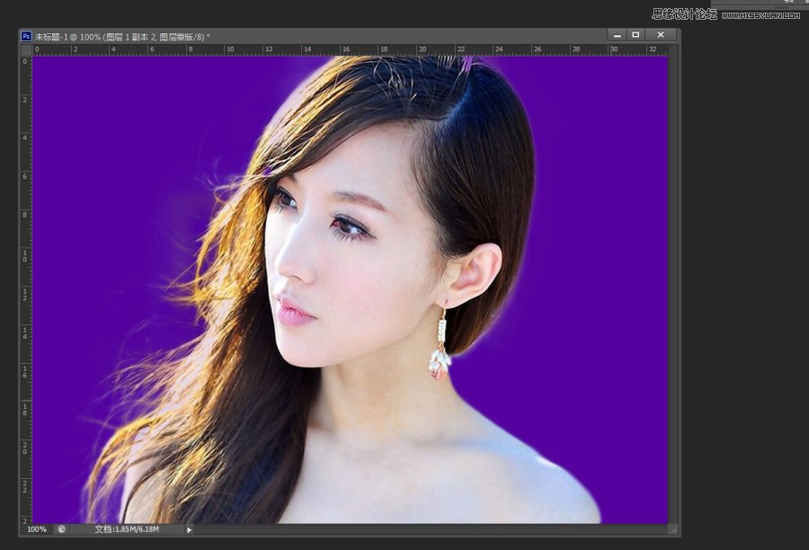 Photoshop简单的方法给美女人像扣头发丝9
