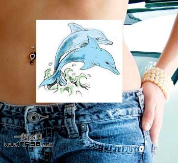 PS给美女腰部合成真实的立体海豚纹身效果教程3