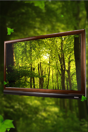 PS合成绿色森林主题液晶电视产品广告效果图7
