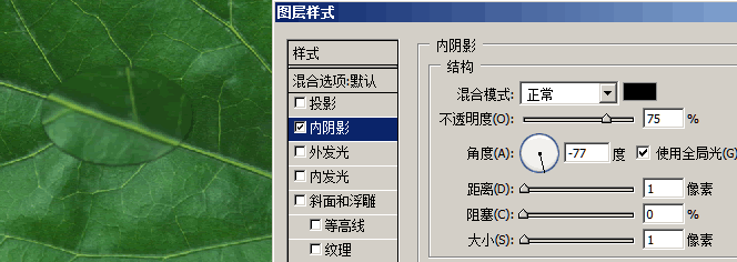 PS画叶片上的水滴水珠6