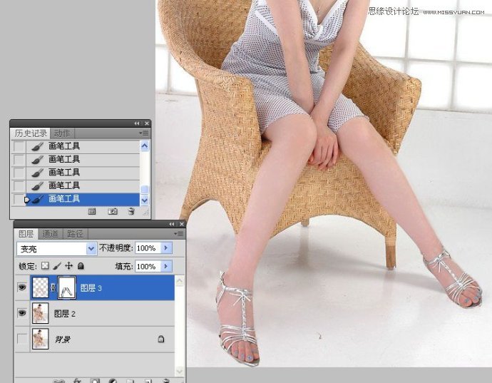 Photoshop人物腿部修饰之美女美腿的制作34
