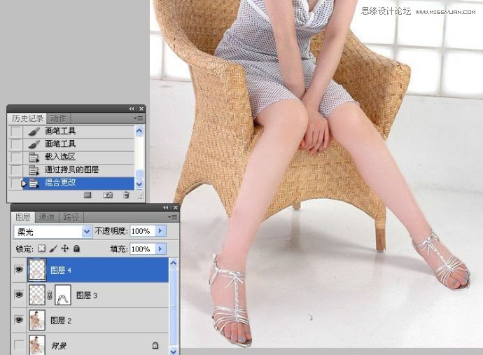 Photoshop人物腿部修饰之美女美腿的制作37