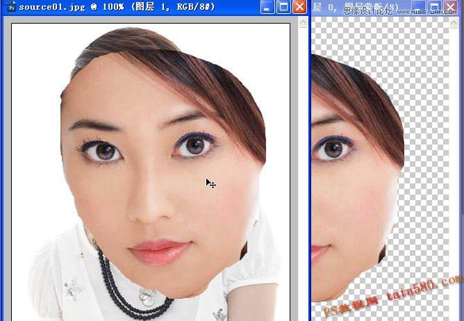 Photoshop给两张美女照片完美的换脸处理8