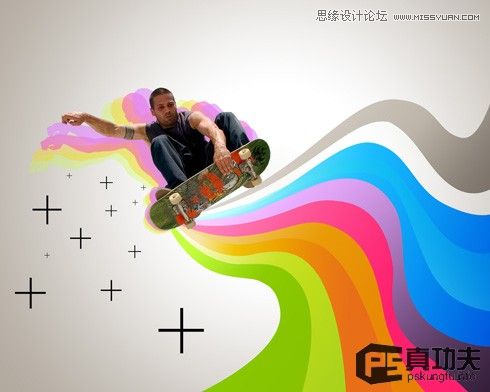 Photoshop制作欧美的滑板海报48