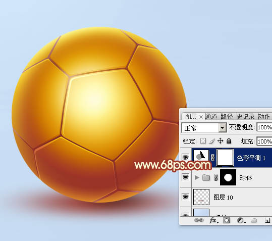 Photoshop制作一个简单的金色足球31