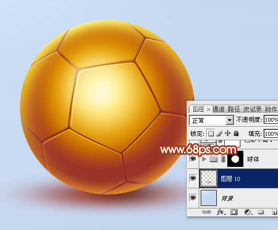 Photoshop制作一个简单的金色足球29