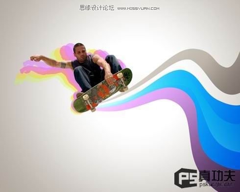 Photoshop制作欧美的滑板海报33