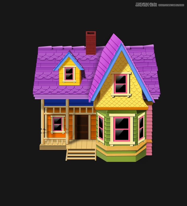 Photoshop绘制立体效果的彩色房子1