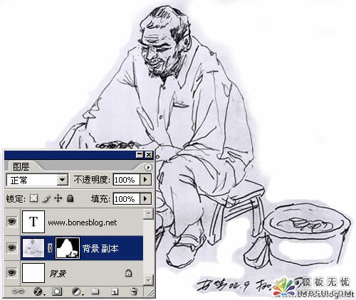 Photoshop中如何使用扫描后的线描图4