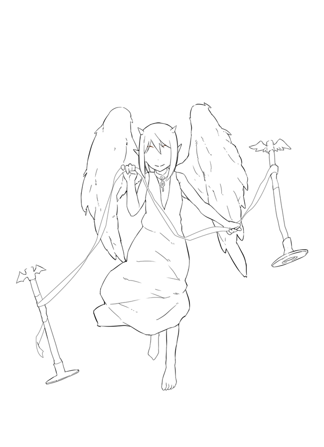 PS绘制《可爱的天使恶魔》插画线稿上色过程教程3