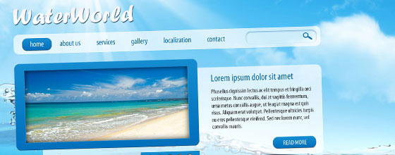 PS设计制作清爽的蓝色海洋风格网页模板教程1