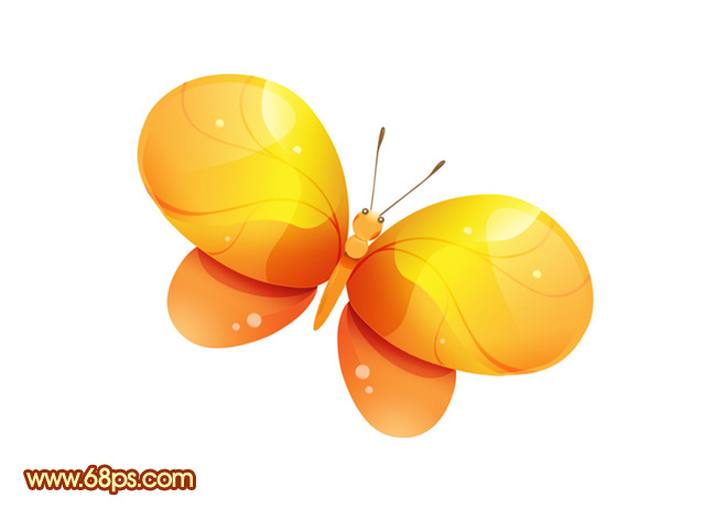 Photoshop制作可爱的橙色水晶小蝴蝶1
