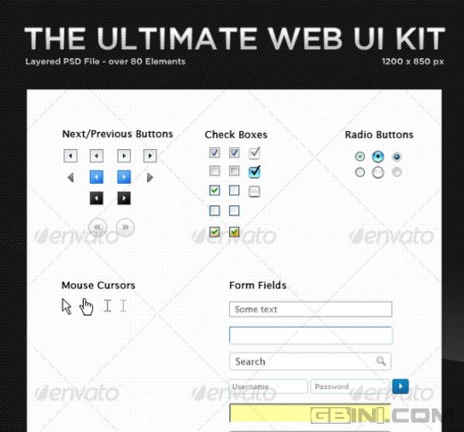 10个PSD的web wireframe UI套件6