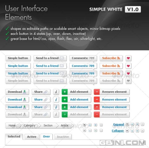 10个PSD的web wireframe UI套件7