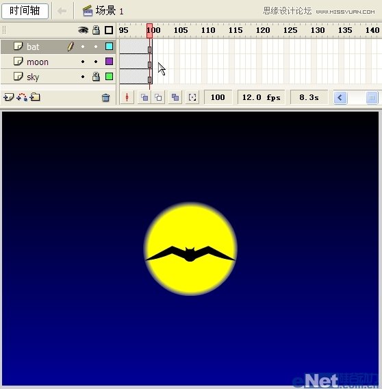 Flash教你如何制作蝙蝠在月夜里飞翔17