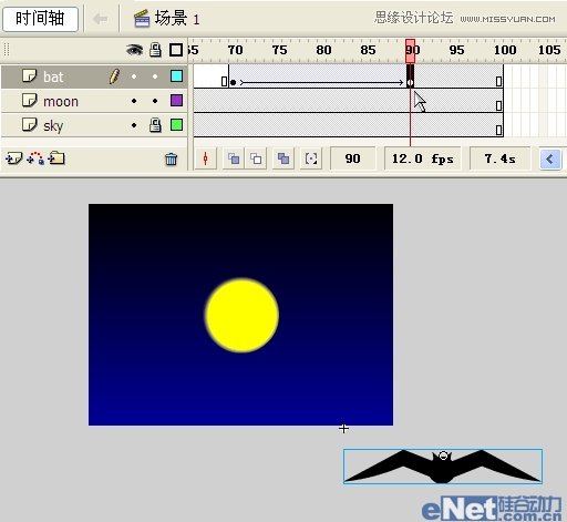 Flash教你如何制作蝙蝠在月夜里飞翔26